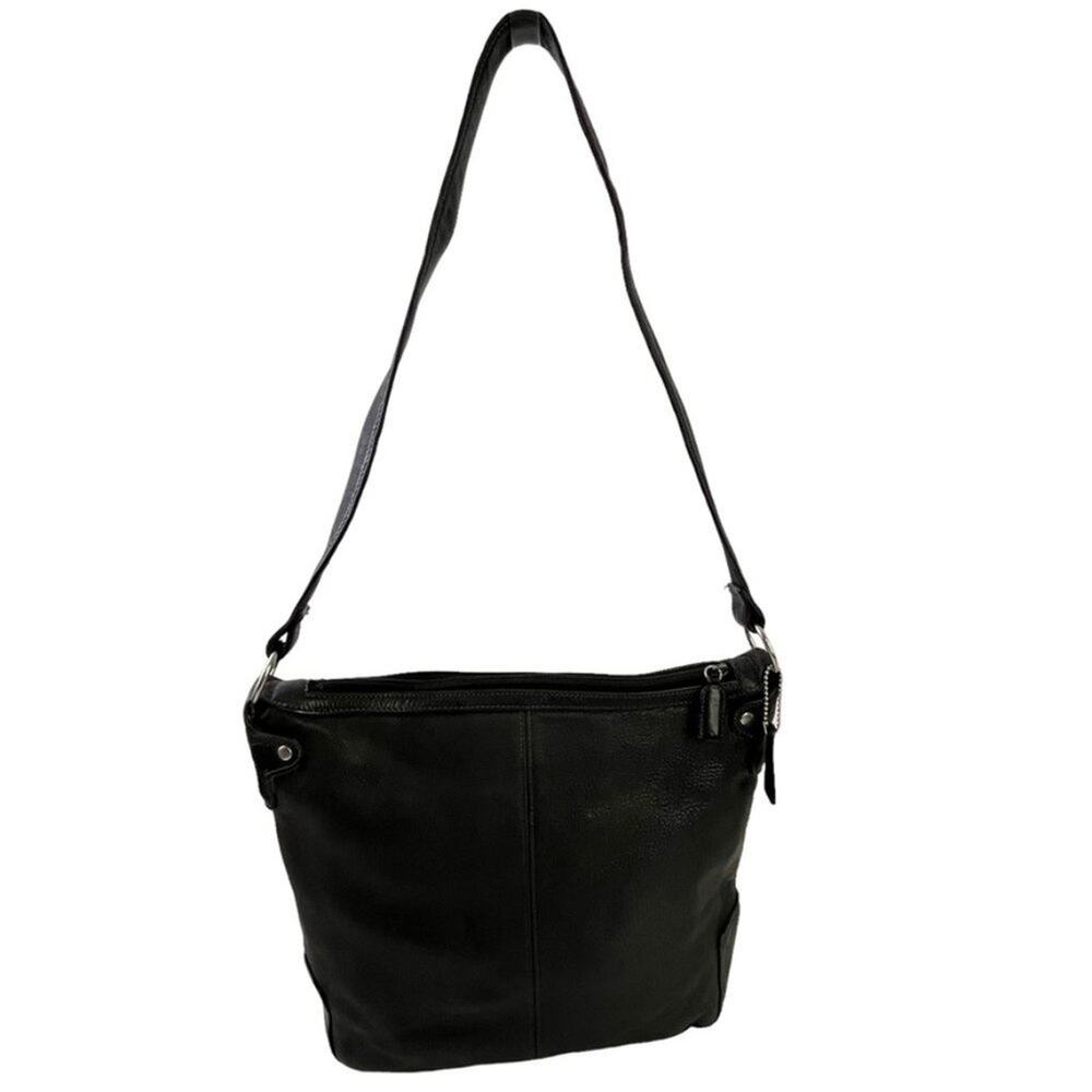Tignanello Womens Black Genuine Leather Handbag Purse Shoulder Bag Soft Pebble